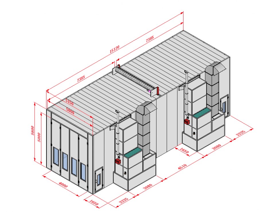 KraftWell KRW1555-MD Покрасочная камера 15 х 5 х 5 м., 84 000 м3/ч